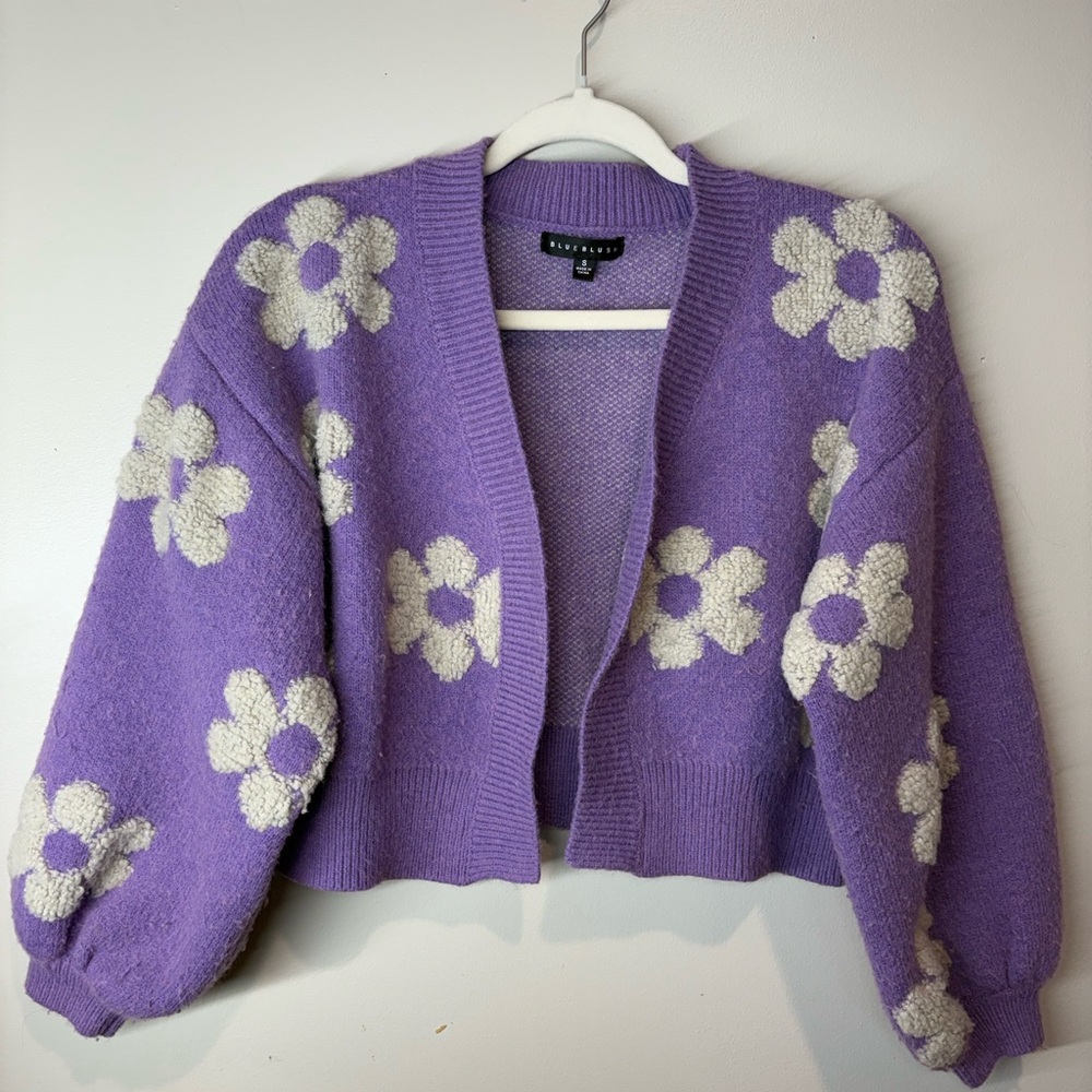 Blue Blush Purple Floral Cardigan